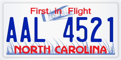 NC license plate AAL4521