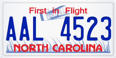 NC license plate AAL4523