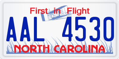 NC license plate AAL4530