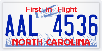 NC license plate AAL4536