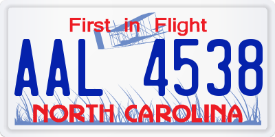 NC license plate AAL4538