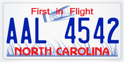 NC license plate AAL4542