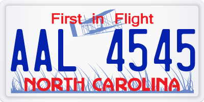 NC license plate AAL4545