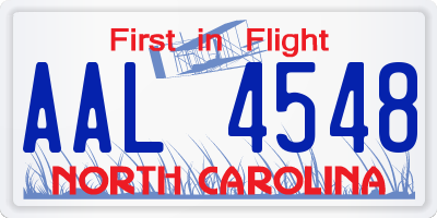 NC license plate AAL4548