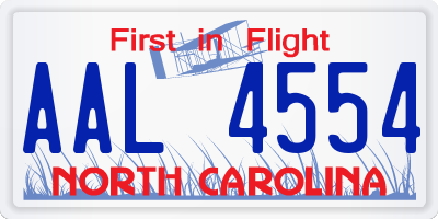 NC license plate AAL4554