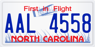 NC license plate AAL4558