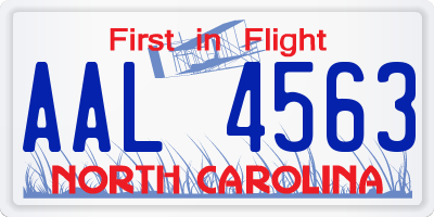 NC license plate AAL4563