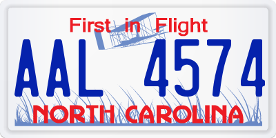 NC license plate AAL4574