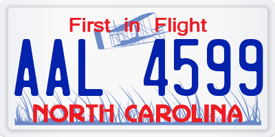NC license plate AAL4599
