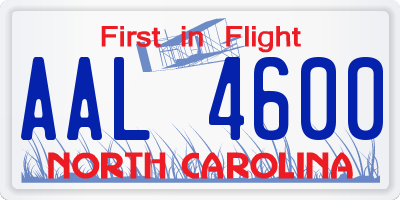 NC license plate AAL4600