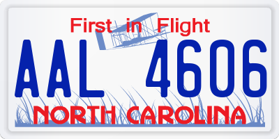NC license plate AAL4606