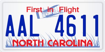 NC license plate AAL4611
