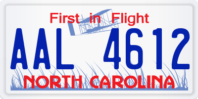 NC license plate AAL4612