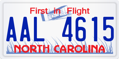 NC license plate AAL4615