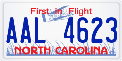 NC license plate AAL4623