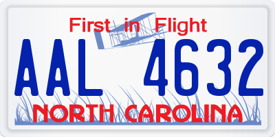 NC license plate AAL4632