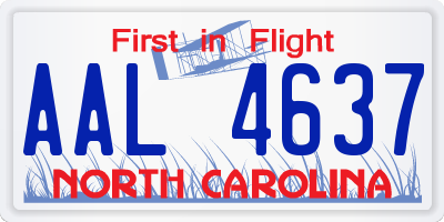NC license plate AAL4637
