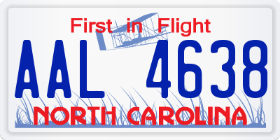 NC license plate AAL4638