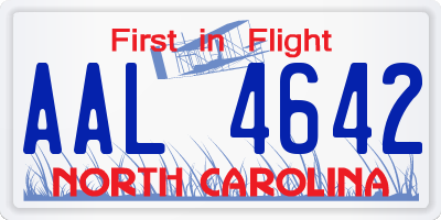NC license plate AAL4642
