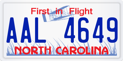 NC license plate AAL4649
