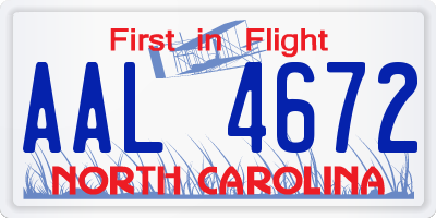NC license plate AAL4672
