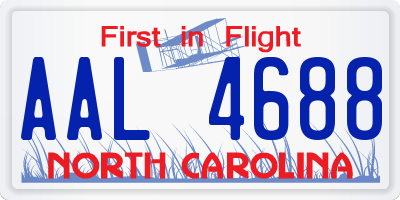 NC license plate AAL4688