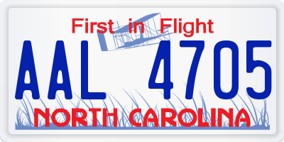 NC license plate AAL4705