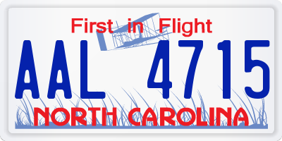 NC license plate AAL4715