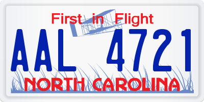 NC license plate AAL4721