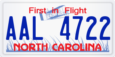 NC license plate AAL4722
