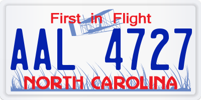 NC license plate AAL4727