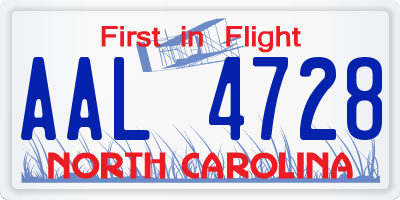 NC license plate AAL4728