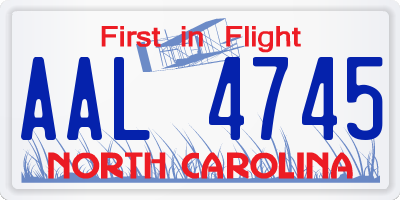 NC license plate AAL4745