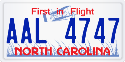 NC license plate AAL4747