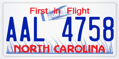 NC license plate AAL4758