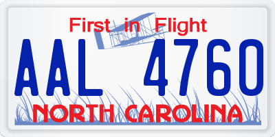 NC license plate AAL4760