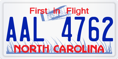 NC license plate AAL4762