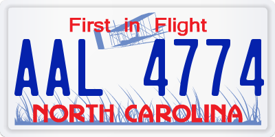 NC license plate AAL4774