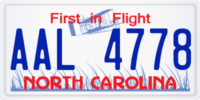 NC license plate AAL4778