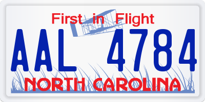 NC license plate AAL4784