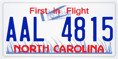 NC license plate AAL4815