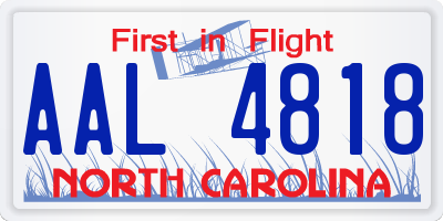 NC license plate AAL4818