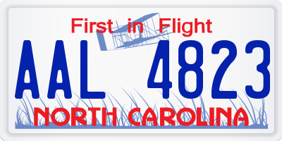 NC license plate AAL4823