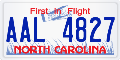 NC license plate AAL4827