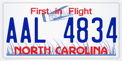 NC license plate AAL4834