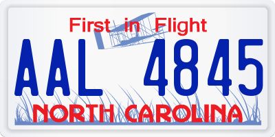 NC license plate AAL4845