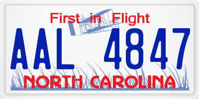 NC license plate AAL4847