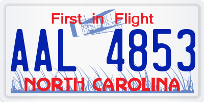 NC license plate AAL4853
