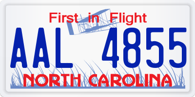 NC license plate AAL4855