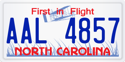 NC license plate AAL4857